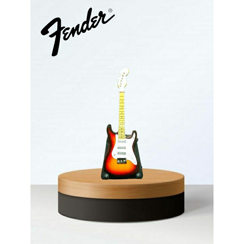 MINIATUR GITAR FENDER STRATOCASTER MINI(11cm) WARNA BROWN SUNBURST