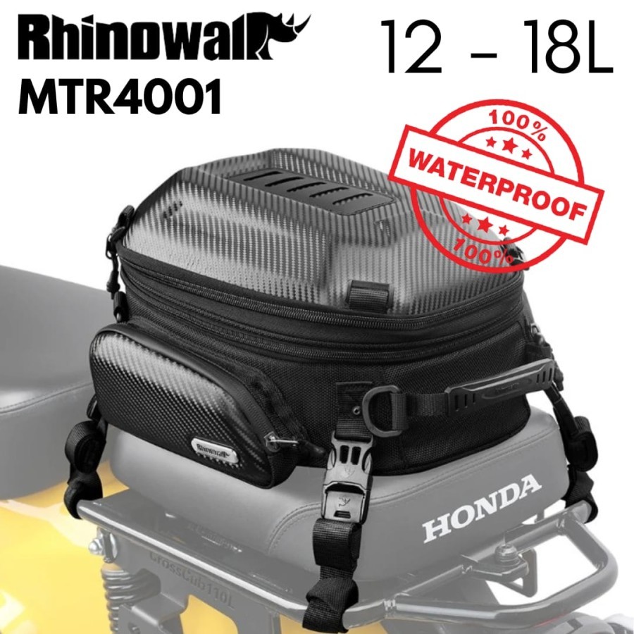 Tas Motor Belakang Rhinowalk MTR4001 Hard Shell Tailbag Motorcycle 12-18L Waterproof