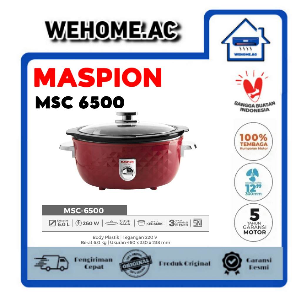 Slow Cooker Maspion MSC6500 Panci Masak Elektrik Maspion Slowcooker Maspion 6 Liter