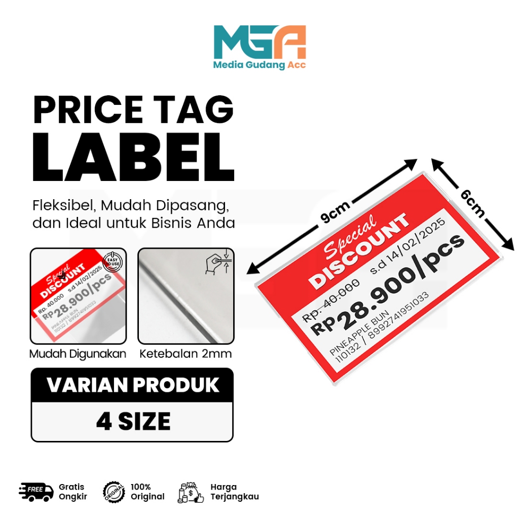 

PRICE TAG AKRILIK TEMPEL / TAG HARGA DISPLAY / LABEL HARGA AKRILIK TIPE LEM / PEREKAT