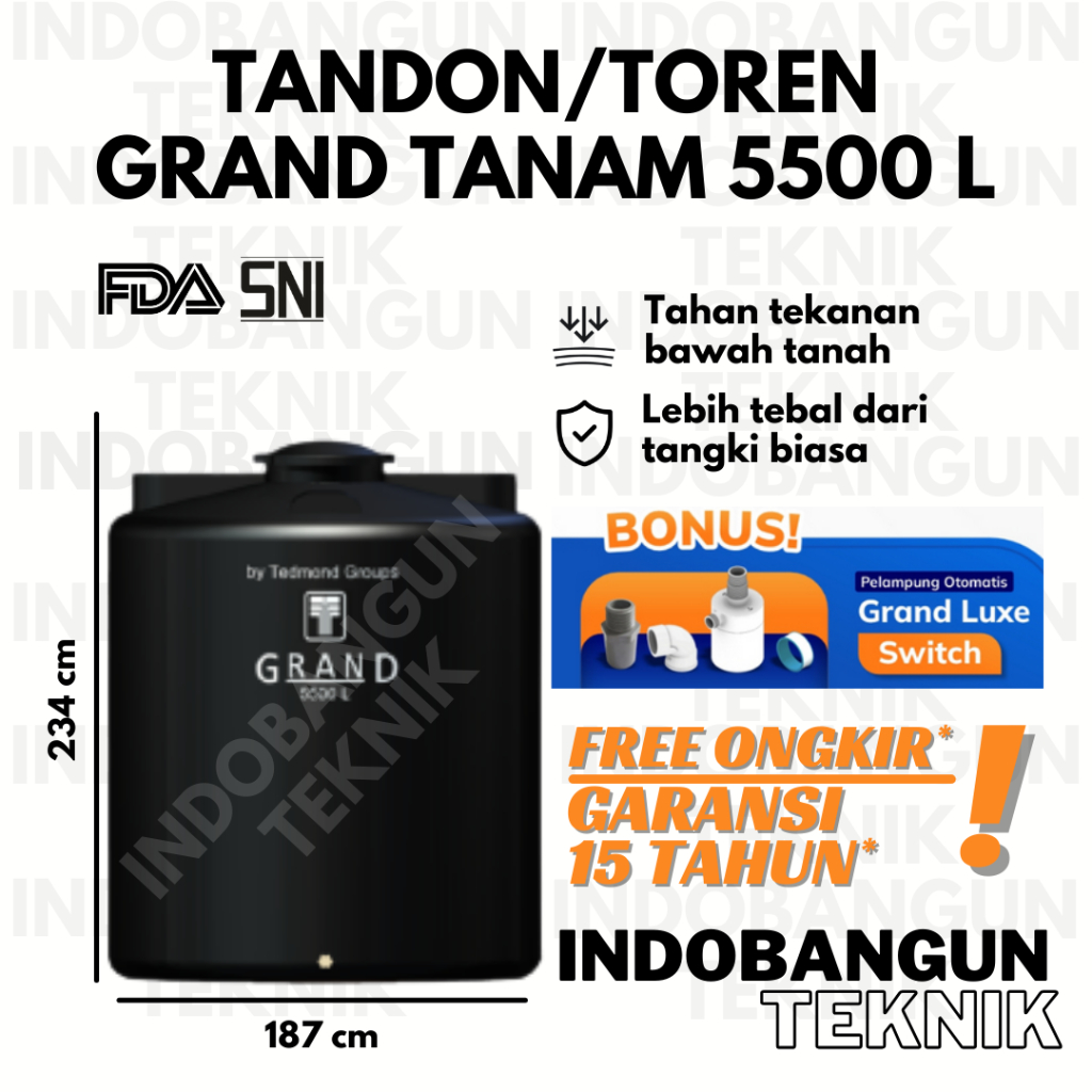 Tandon Toren Tangki Air Tedmond Grand 5000 5500 Liter Pendam Tanam Harga Murah Garansi 12 Tahun