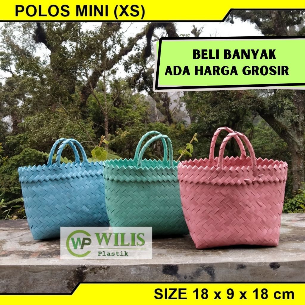 Tas Anyaman Plastik Murah Polos Mini Keranjang Belanja untuk Bingkisan Hampers Souvenir Pernikahan