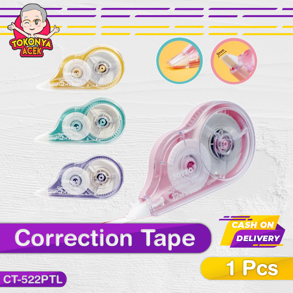 

Pita Koreksi Correction Tape Joyko CT-522PTL Pastel Color - Tip Ex Kertas 12M