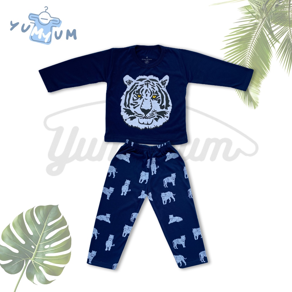Yumyum | Kaos Setelan Anak | Motif Harimau Lengan panjang Katun