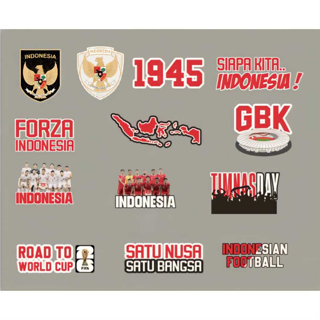 

STICKER STIKER TIMNAS INDONESIA PIALA DUNIA GARUDA DTF UV TIMBUL 10PCS SATU PACK