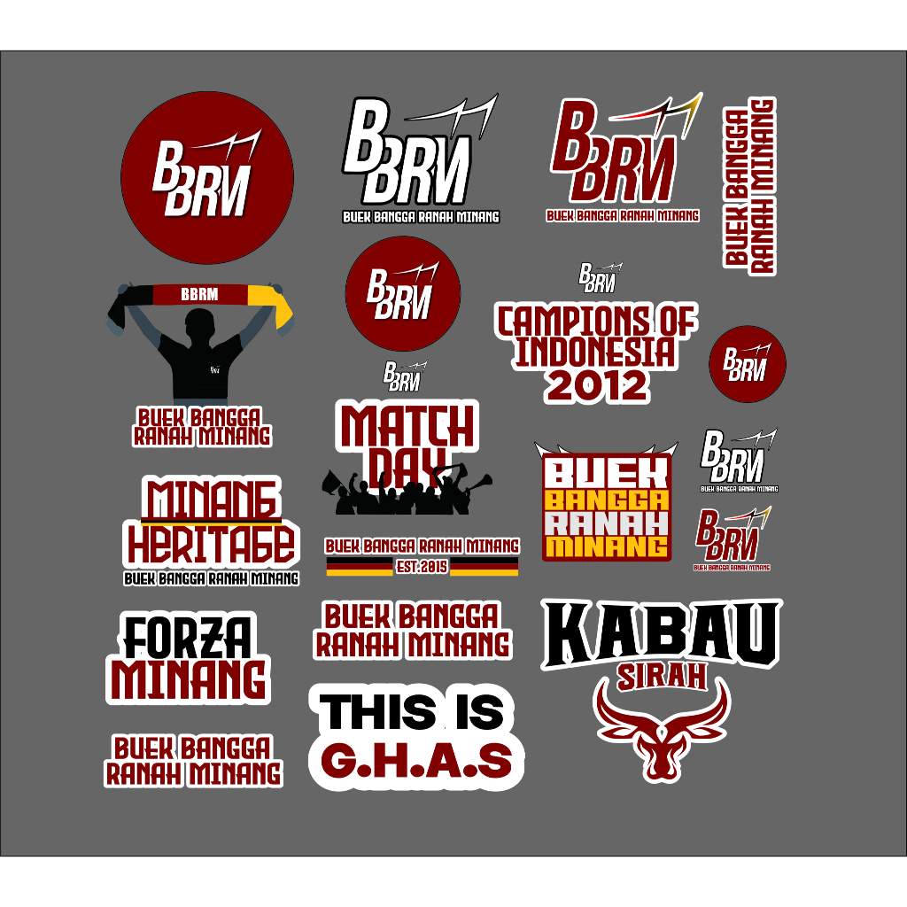 

STIKER Sticker BUEK BANGGA RANAH MINANG 1 Pack (19pcs) BBRM SEMEN PADANG