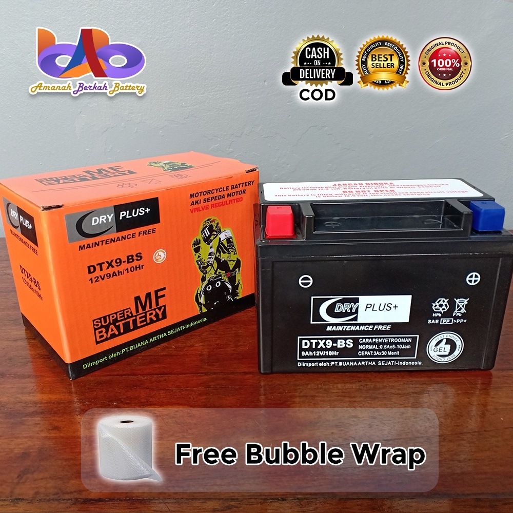 Aki Motor Ninja 250 Karbu, Ninja 250 Injeksi YTX9-BS DRY PLUS AKI KERING