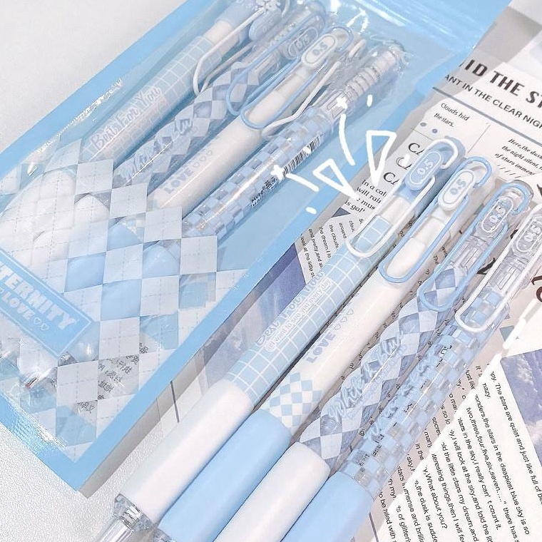 

Winzige MURA 4pcs pulpen gel aesthetic 5mm pulpen lucu retractable gel pens pen mekanik tinta hitam KODE Y8M7