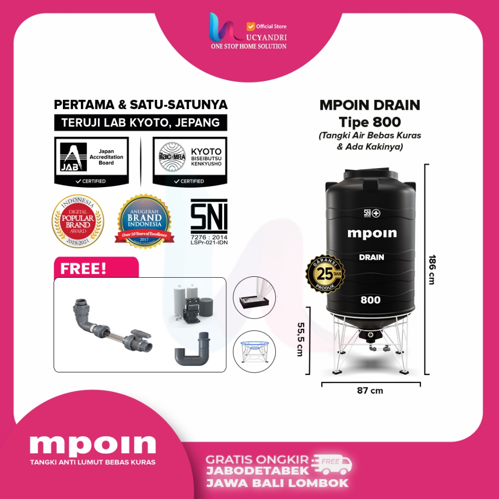 Toren Air 750 L Mpoin 800 Drain Mpoin Plus 750 L Free kirim area JABODETABEK