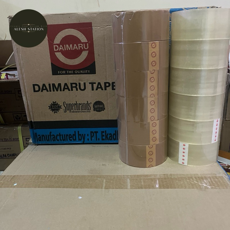

Plakban/Lakban bening/coklat daimaru 48mm x 90 yard (perslop isi 6 roll)