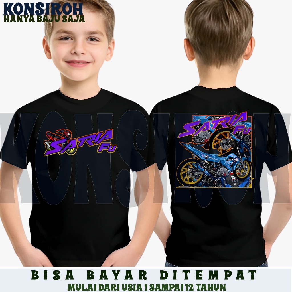 KAOS ANAK MOTOR SATRIA120 FU USIA 1-12 TAHUN - BAJU ANAK SERI MOTOR - BAJU UNTUK ANAK CEWE COWO - BA