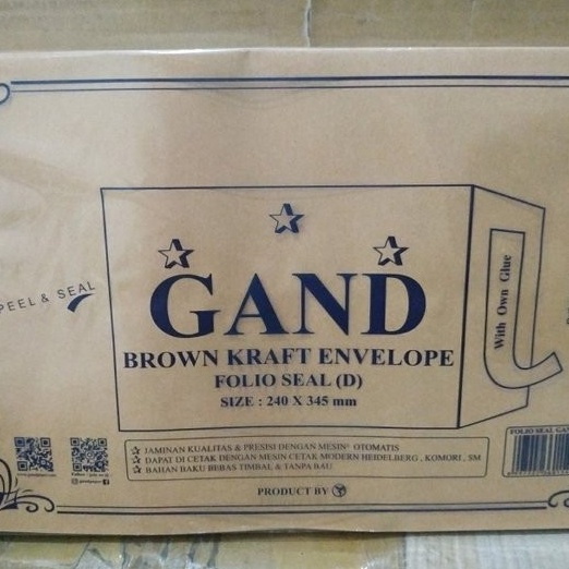 

Cepat Amplop Coklat Folio Gand with Seal Lem Perekat
