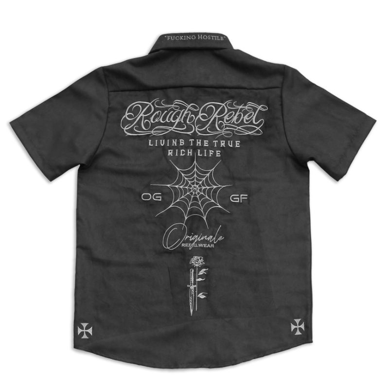 Limited Edition XZ workshirt black doff suede - RoughRebel Official Store