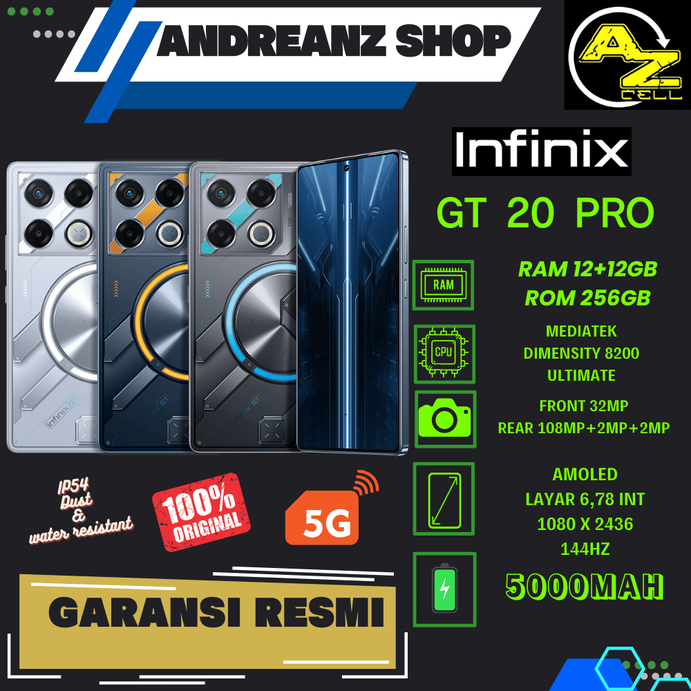 INFINIX GT 20 PRO RAM 12+12/256GB GARANSI RESMI