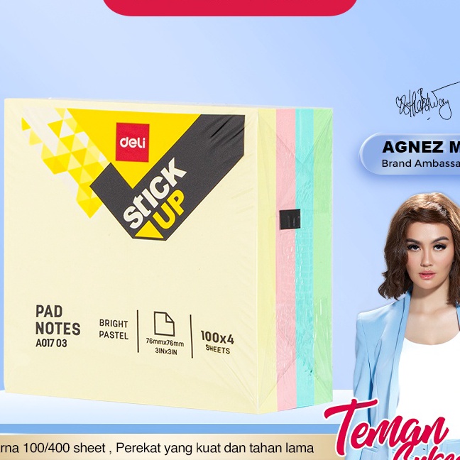 

FG2 Deli Memo tempel Sticky Notes Note Pad 3x3 4 Warna 1 sheet perekat kuat dan tahan lama EA173