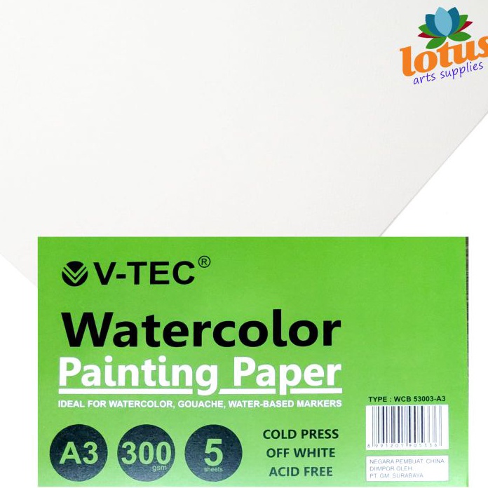 

Flash Sale VTEC Watercolor Paper A3 3gsm 5 Sheets Cold Pressed Painting Paper Kertas Gambar