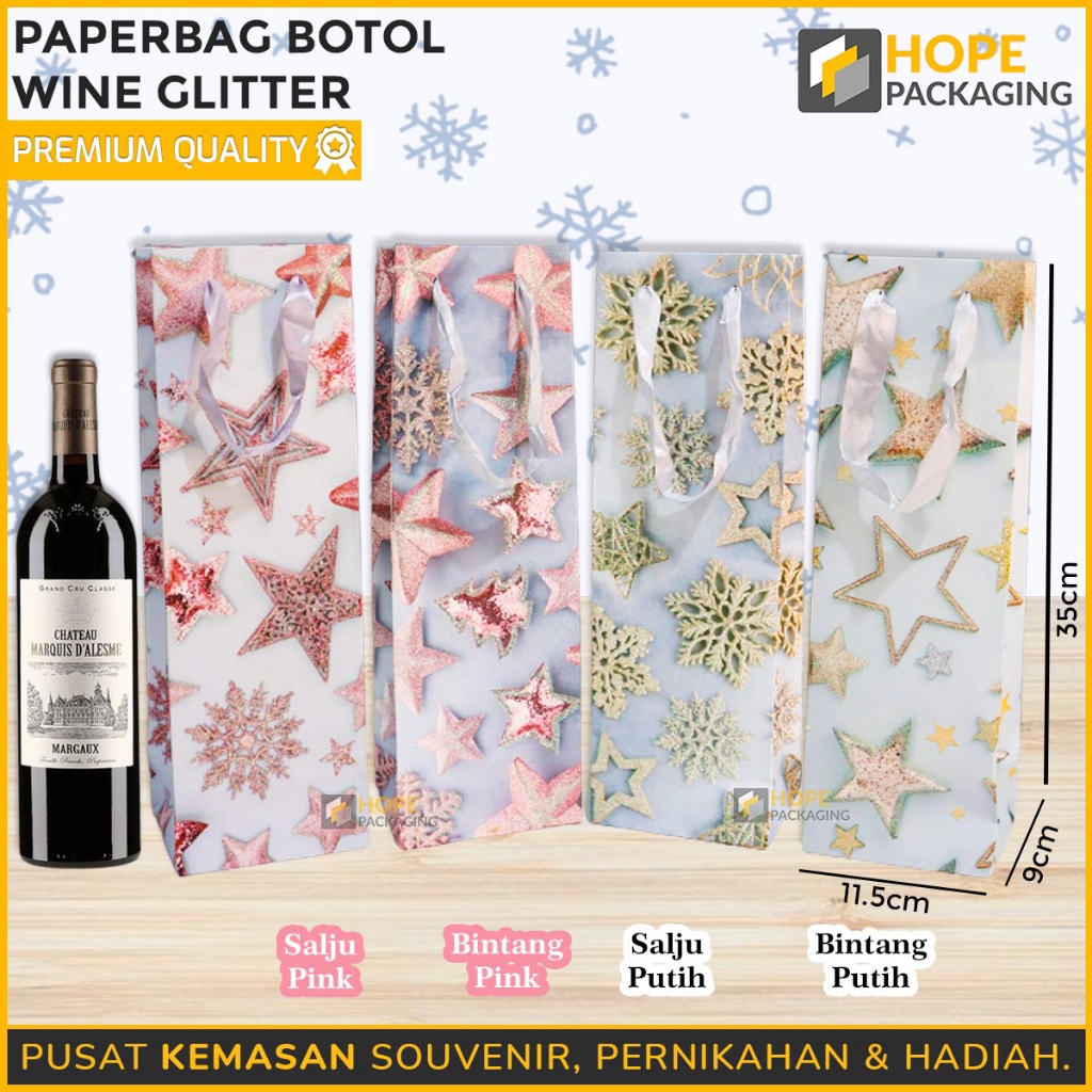 

CEPAT Paper Bag Botol Glitter Paper Bag Tumbler Size 115x 9x 35 cm Paper Wine Bintang Tas Paper Bag Souvernir Botol Minum