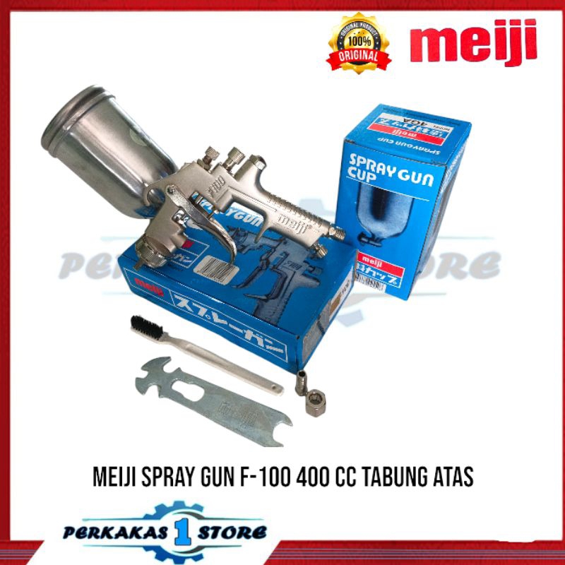 MEIJI Spray Gun F-100 Tabung Atas 400cc Spet Cat Semprot Angin Kompresor F100 Pistol Semprot Cat Min