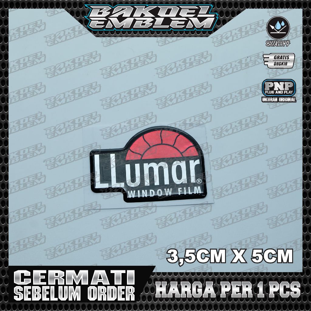 EMBLEM KACA FILM LLUMAR, EMBLEM TIMBUL KACA FILM LLUMAR, LLUMAR