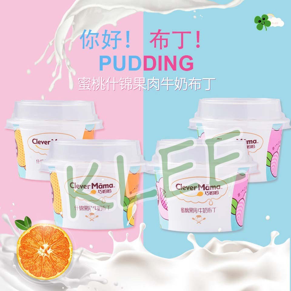 

[2 Varian Rasa] Clever Mama Pudding 85g - Milky Pudding Classic Aneka Rasa Assorted Fruit Pulp Peach Pulp Milk Pudding - Pudding Zero Gelatin - Zero Creamer - Zero Trans Fatty Acids 巧妈妈 什锦果肉 蜜桃果肉 牛奶布丁