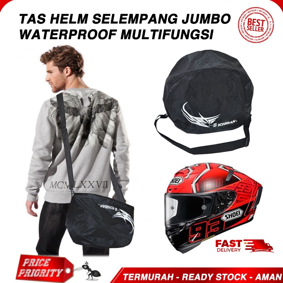 Oke Pr Tas Helm  Cover Helm  Tas untuk Gym Fitnes  Tas Selempang Helm Ichiban Waterproof Anti Air