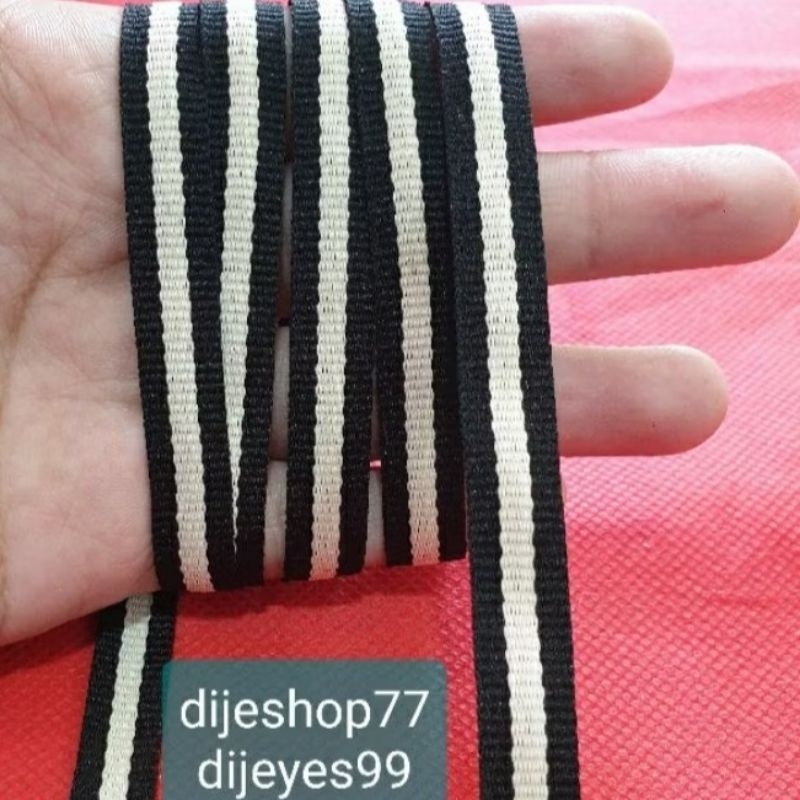 Pita List Kerah, Lengan Baju, pita kain motif 2 sisi, pita webbing bisban, pita salur 1 cm / pita li