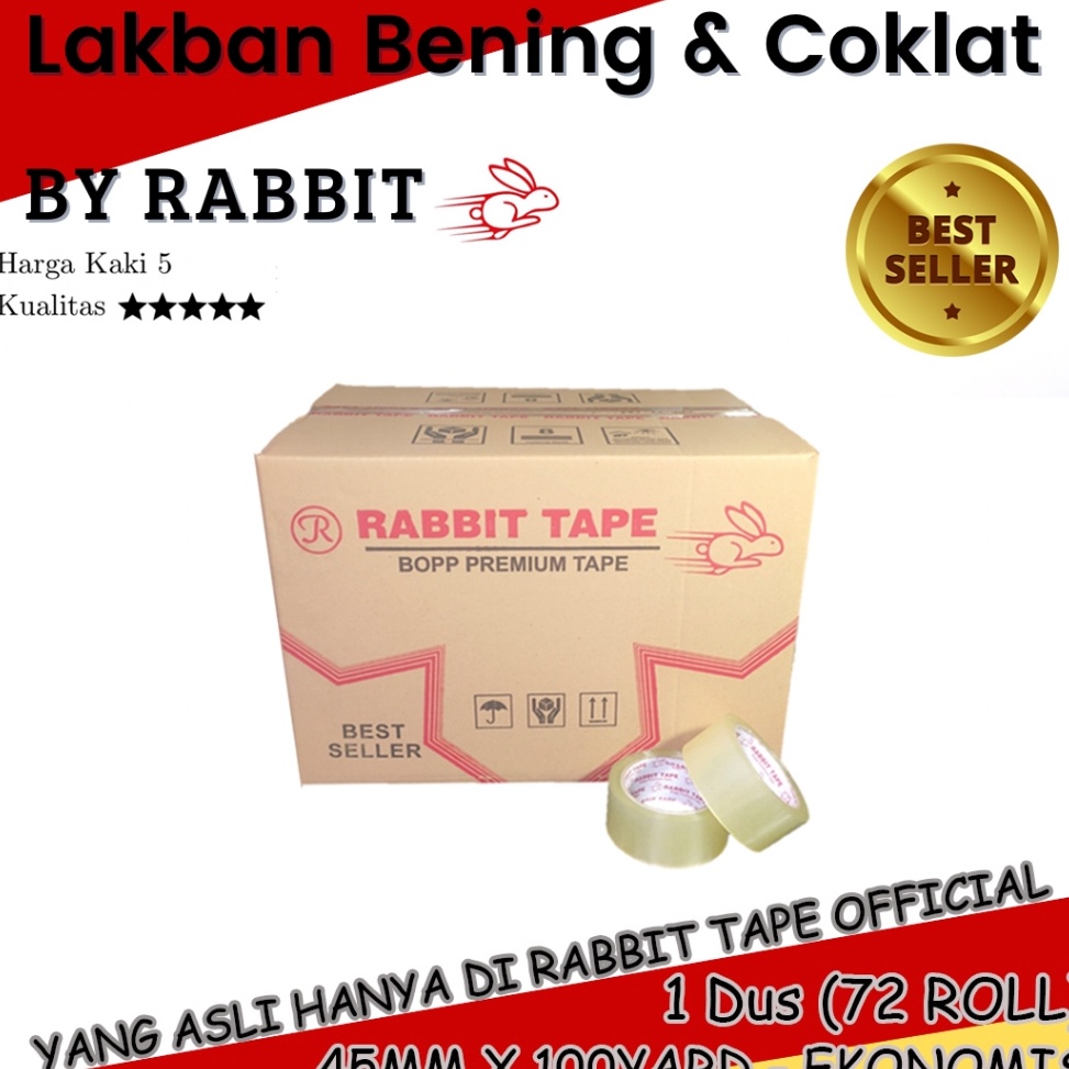 

Lakban Bening Lakban Cokelat DUS RABBIT TAPE Ekonomis 45mm x 1 Yard KODE U1B7