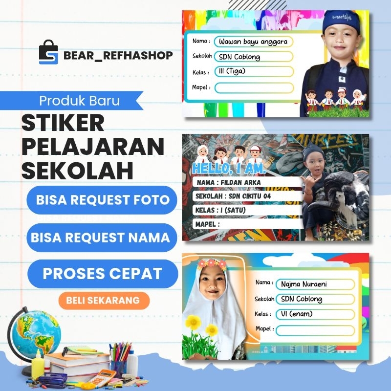 

Sticker Mapel Bebas request foto nama dan sekolah/free design