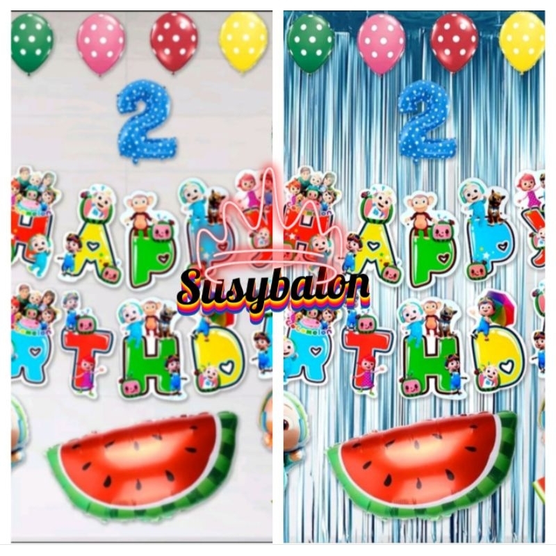 Paket Dekorasi Simple Set Cocomelon/Dekorasi Foil Baby Cocomelon/Dekorasi Ulang Tahun Anak