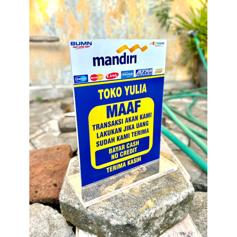 

AGEN BANK MANDIRI AKRILIK MEJA UKURAN 15x20CM BAHAN TEBAL BERKUALITAS