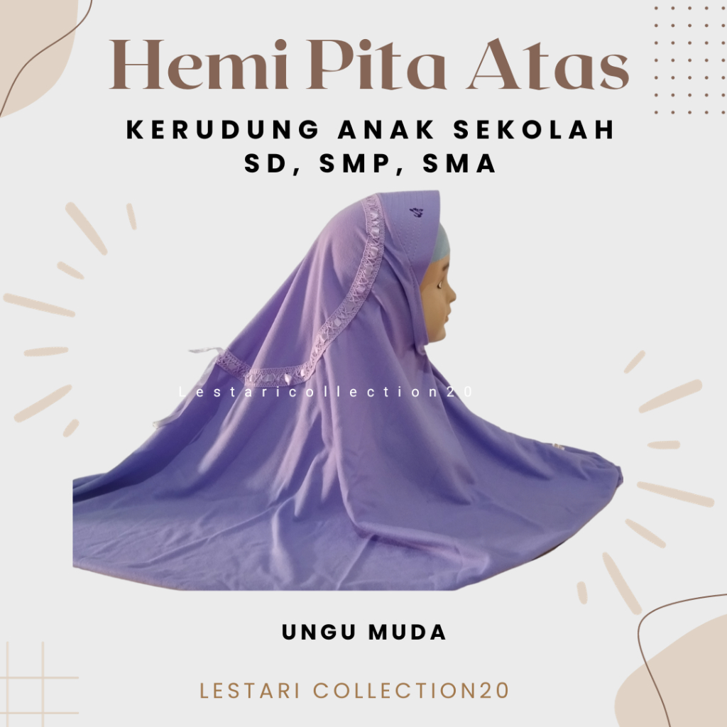 (FREE GIFT CUTE) Kerudung Sekolah HEMI SERUT ATAS | HELMY RabbaNi KW SUPER - KERUDUNG ANAK SEKOLAH -
