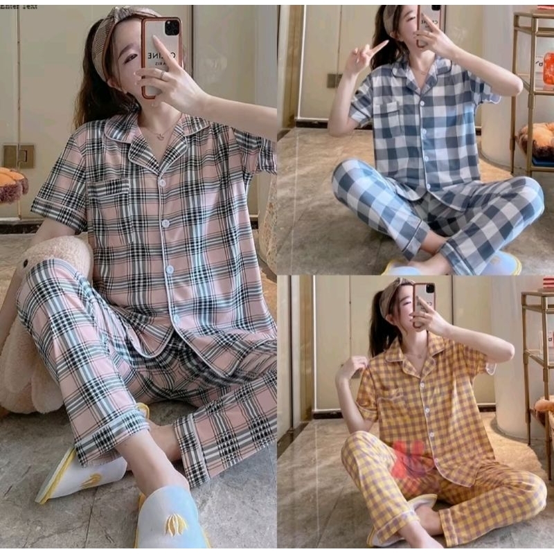 Paket Hemat 100 Ribu Dapat 3 Setel Piyama Baju Tidur Setelan Wanita Kekinian