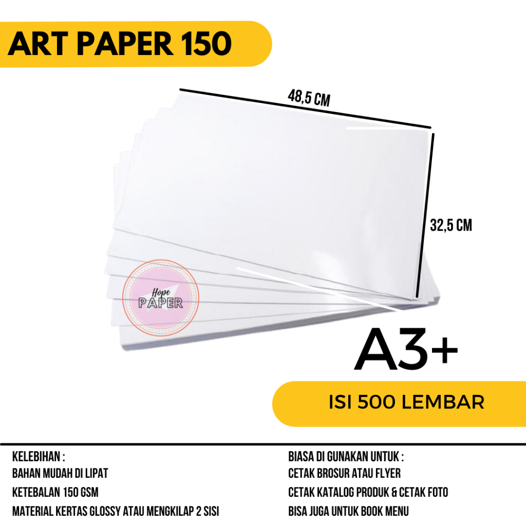 

Kertas Art Paper A3 Plus 150 gsm isi 500 lembar / Kertas Art Paper 150 gsm A3 Plus