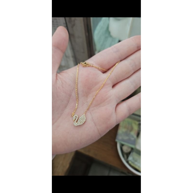 Kalung koye liontin angsa emas asli 375 millie molly swan remaja unik 8k