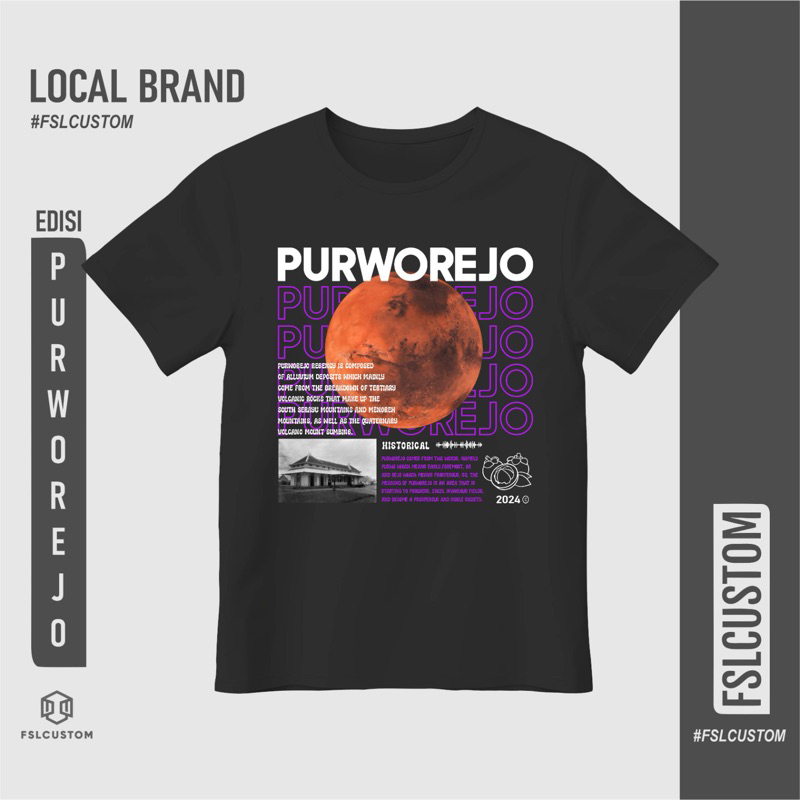 Kaos Vintage Purworejo  Kaos Purworejo  Tshirt Purworejo Local Brand Cotton Combad 100%