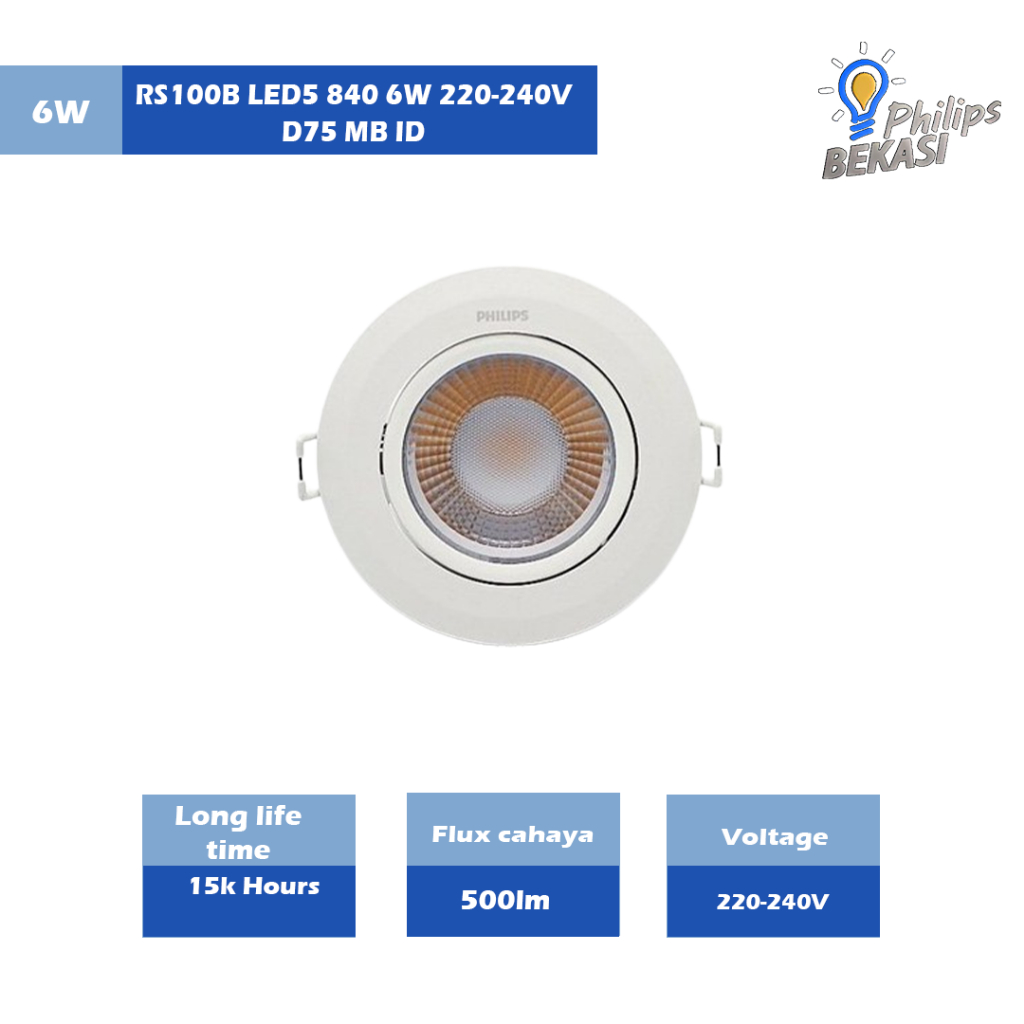 Lampu Philips RS100B LED5 840 6W 220-240V D75 MB ID