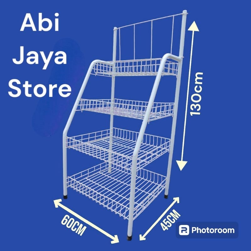 Rak roti/rak Chiki serbaguna/rak jajanan susun 4/rak kokoh dan kuat