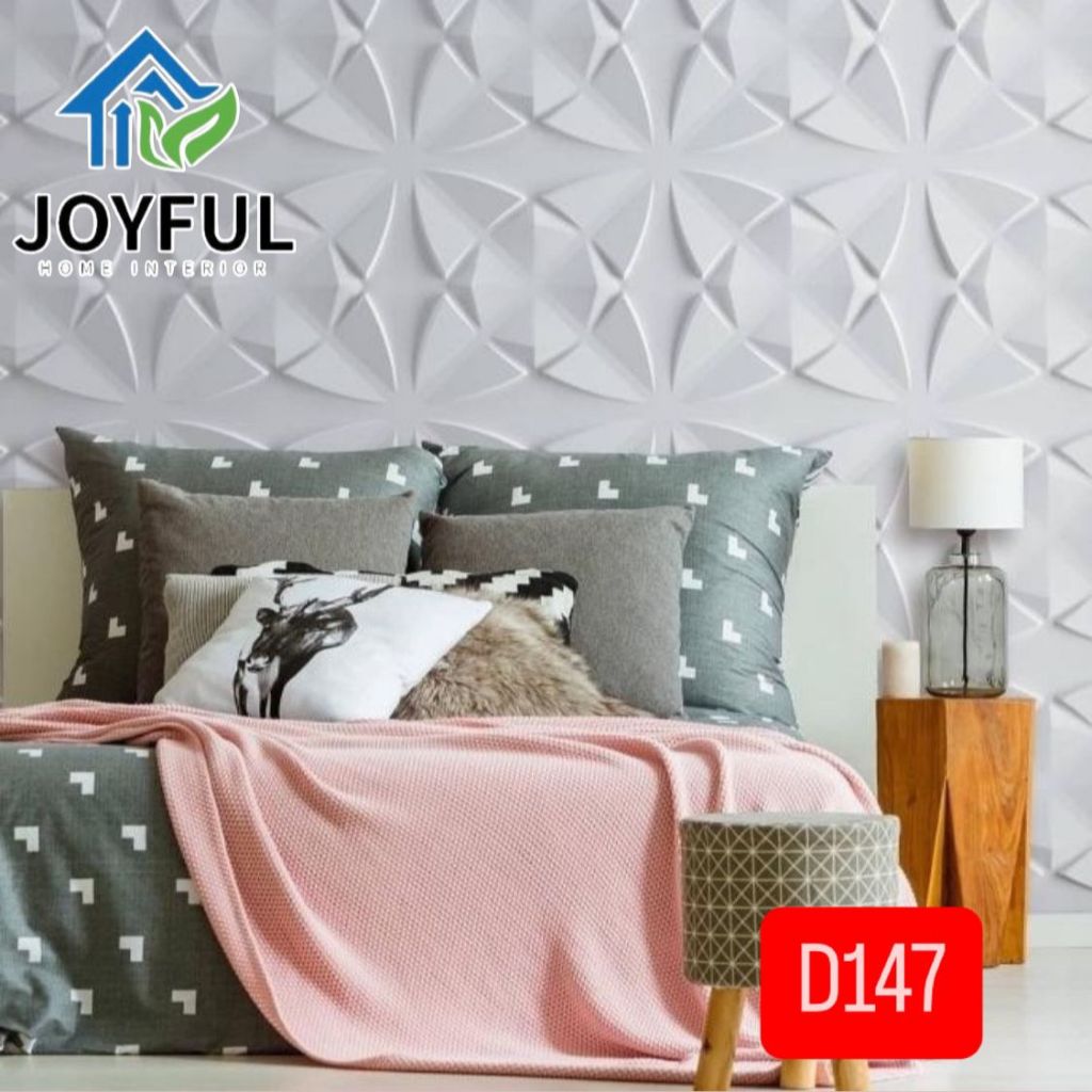 Joyful Home Interior - Wallpaper Dinding PVC 3D Wallpanel • 50cm x 50cm (3 PCS) • High Quality