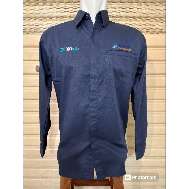 Kemeja BUMN HALEYORA POWERINDO Seragam Haleyora Nevy Lengan Panjang