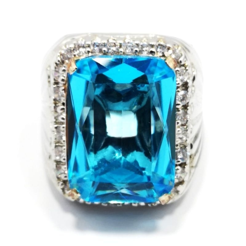 COD BAYAR DITEMPAT BATU CINCIN BLUE TOPAS KOTAK CHATAM SIAP PAKAI