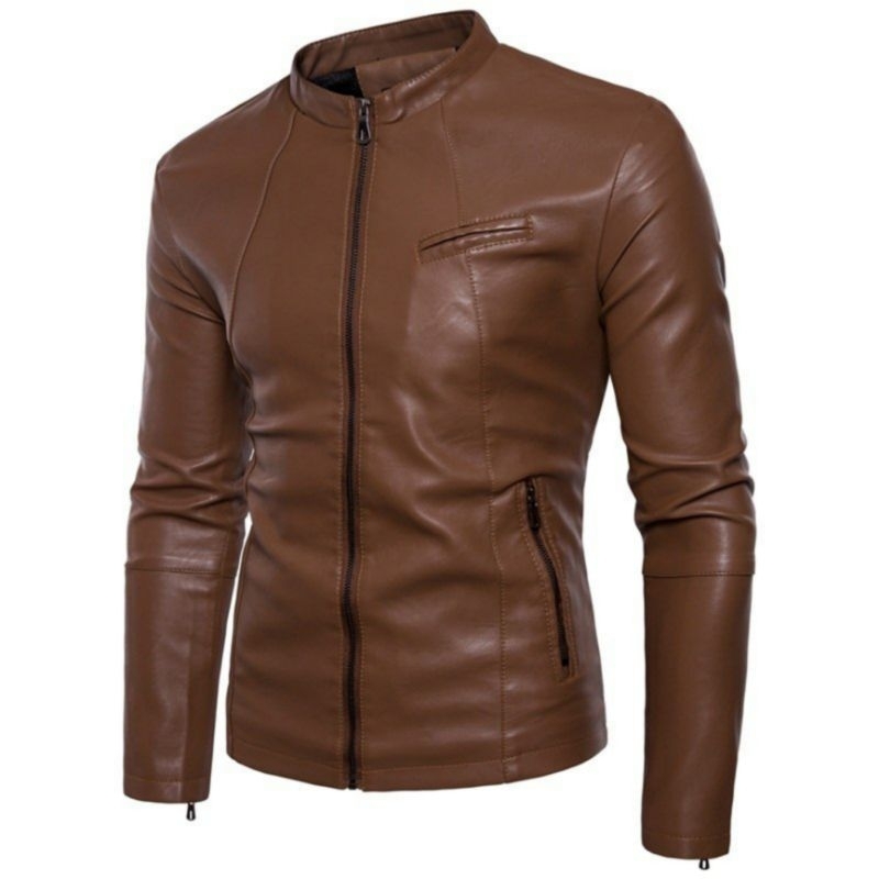Jaket pria simple kulut sintetis/ Jaket casual pria keren polos