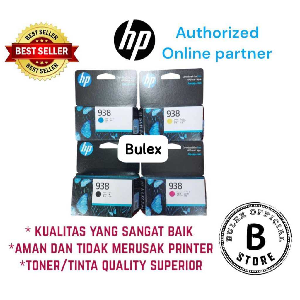 Tinta HP 938 (B, C, Y, M) 1set Original for HP OfficeJet Pro 9110 | 9120 | 9130 | 9720 | 9730