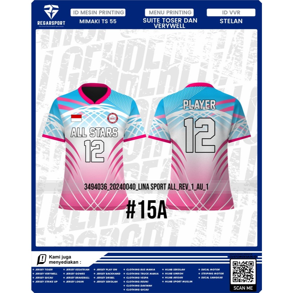 REGARSPORT BAJU JERSEY VOLI CEWEK VOLLY WANITA FULL PRINTING BEBAS REQUEST