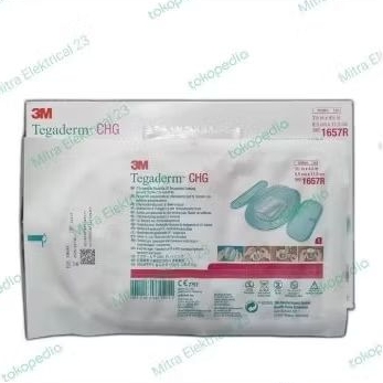 3M 1657R Tegaderm CHG Dressing / Plester Bening Anti Air 8,5 × 11,5cm Original (1 Box isi 25