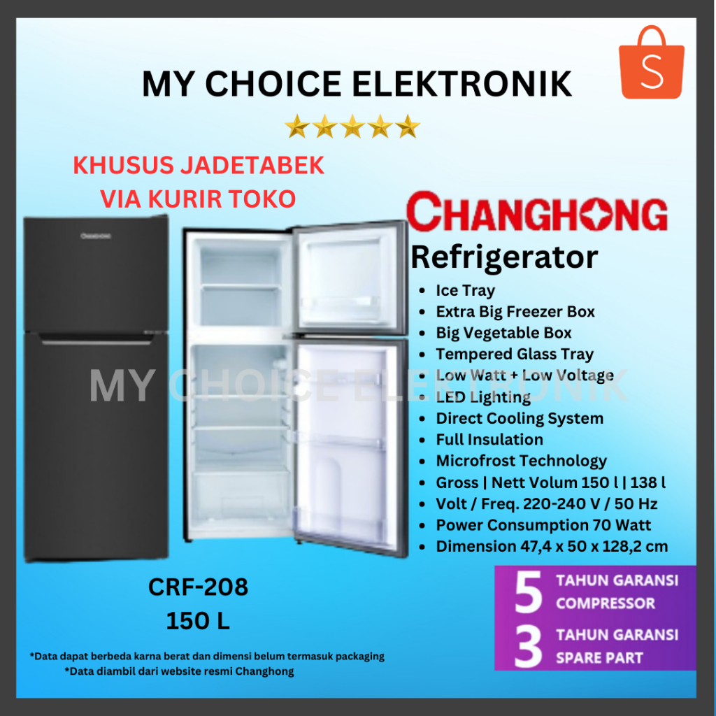 CHANGHONG Kulkas 2 Pintu CRF 208