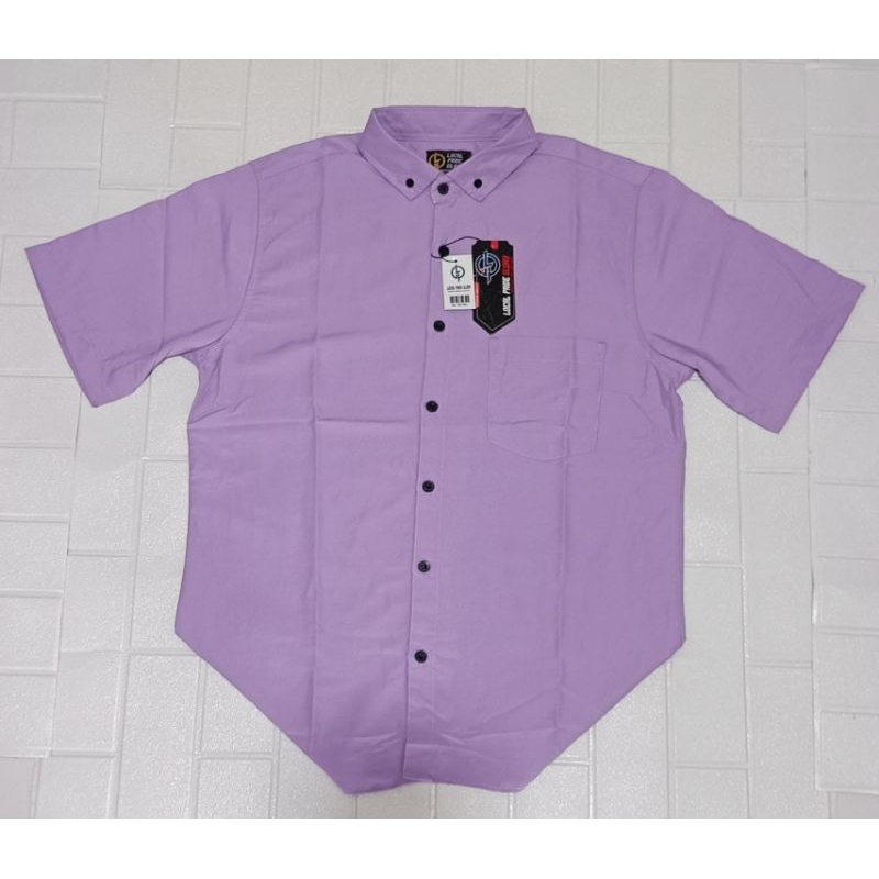 DISKON KEMEJA POLOS PENDEK COWOK WARNA LILLAC LAVENDER UNGU MUDA