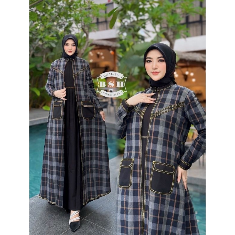 Frendi collection | Gamis syar'i gamis muro motif kotak-kotak, busana muslim wanita premium, gamis f