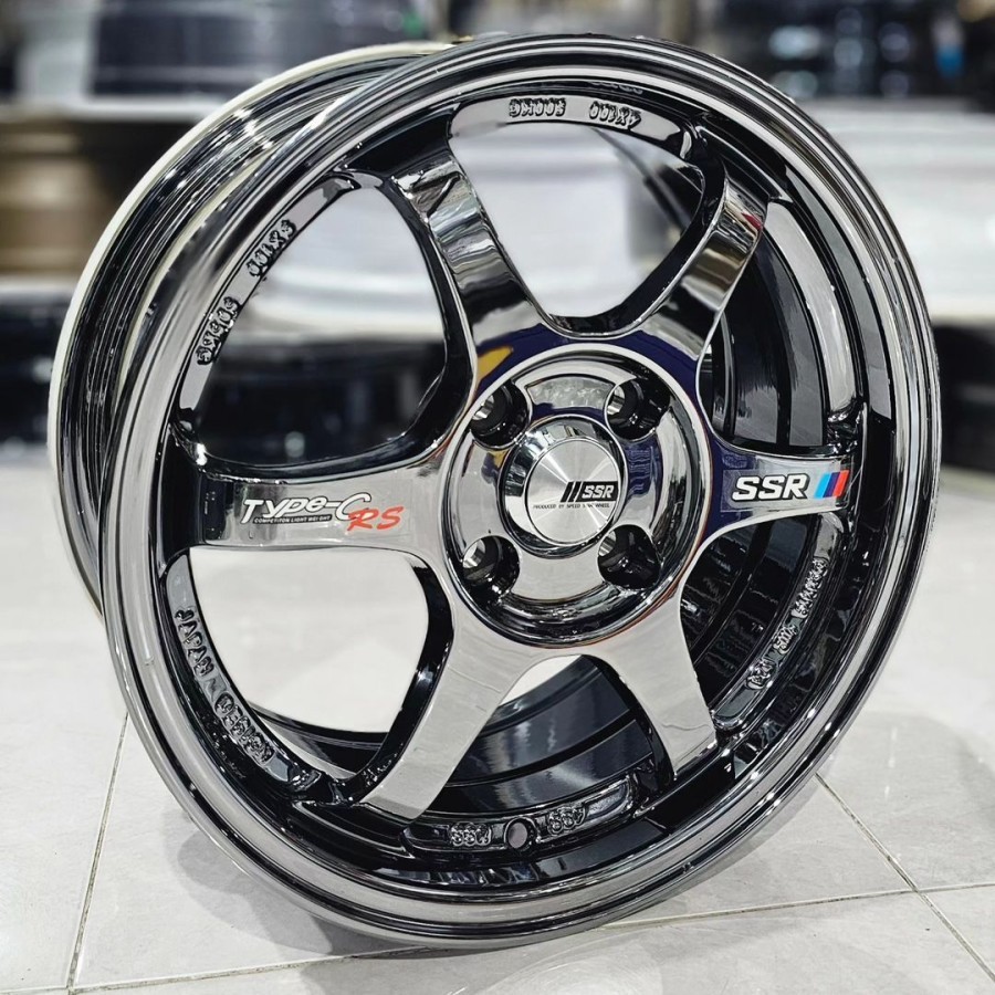 velg mobil black chrome r15 SSR TYPE C velg ring 15 brio mobilio jazz yaris ignis