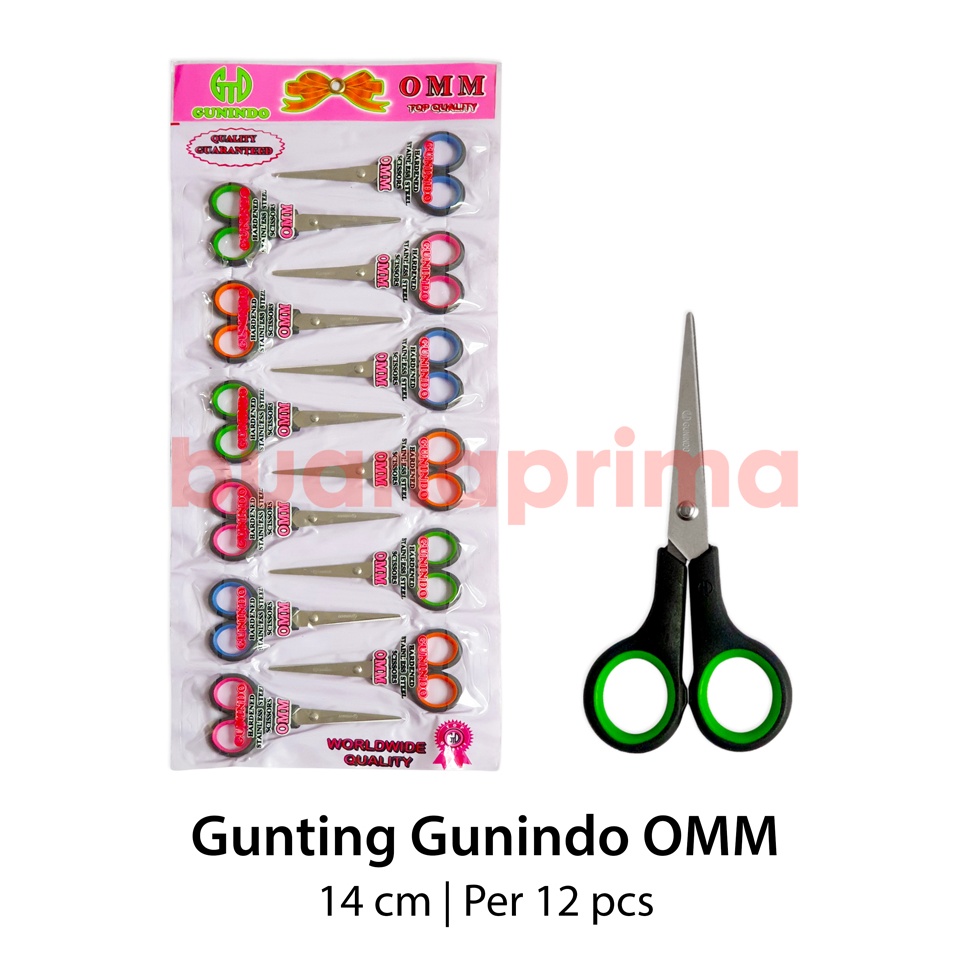 

Gunting Gunindo Sedang OMM 14 cm isi 12 pcs Scissor Per Renteng KODE S5O3