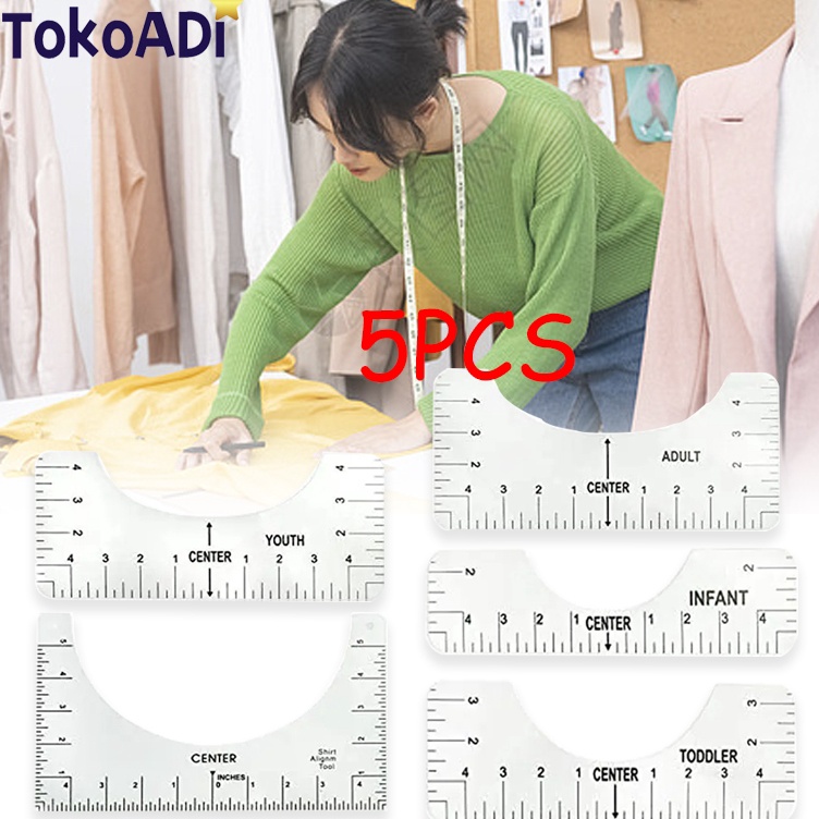 

5PCS TShirt Ruler Transparent Penggaris Ziegel Penggaris Kaos Untuk Sablon V Neck TShirt Alignment Tool KODE W6Y2